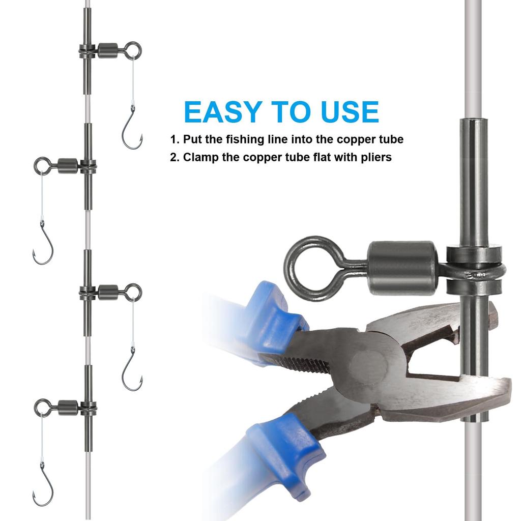 PATIKIL 70lb Angel Messing Wirbel Wirbel für Süß- und Salzwasser Wirbel, 50er-Pack, 3-Wege T-förmige Hülsen, Hochfeste Cross-Line Rigs, (5 #)