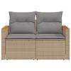 VidaXL Canapé de jardin avec coussins 2 places beige résine tressée 366098