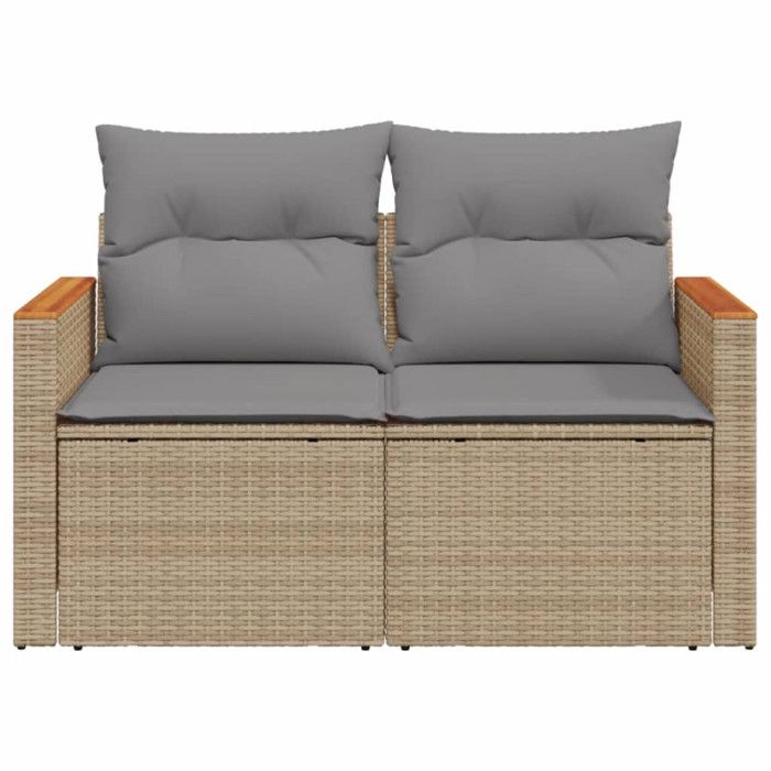 VidaXL Garden Sofa with Cushions 2-seater Beige Braided Resin 366098