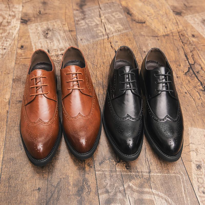 New Man Shoes Dress Shoes Classic Italian Design Formal Shoes Men Leather Brogue Shoes Fashion Bureau Casual Shoes Male Footwear