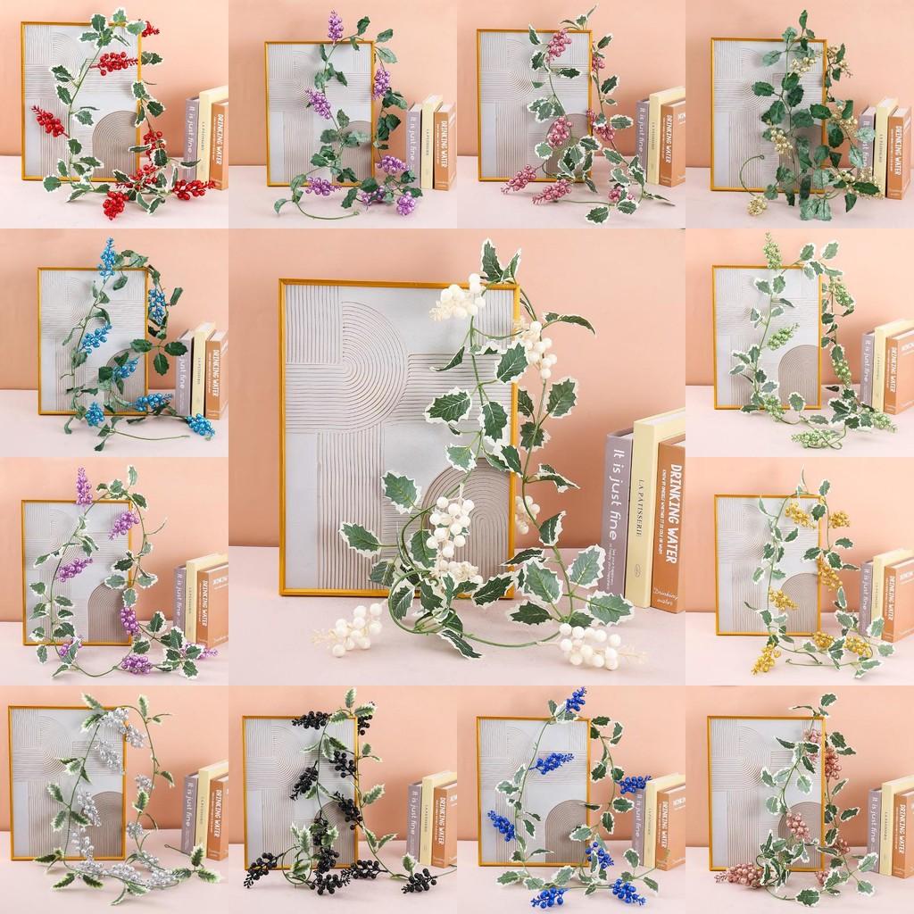 Christmas Garland Wall Hanging With Glittered Leaves And Berries For Holiday Home Decor