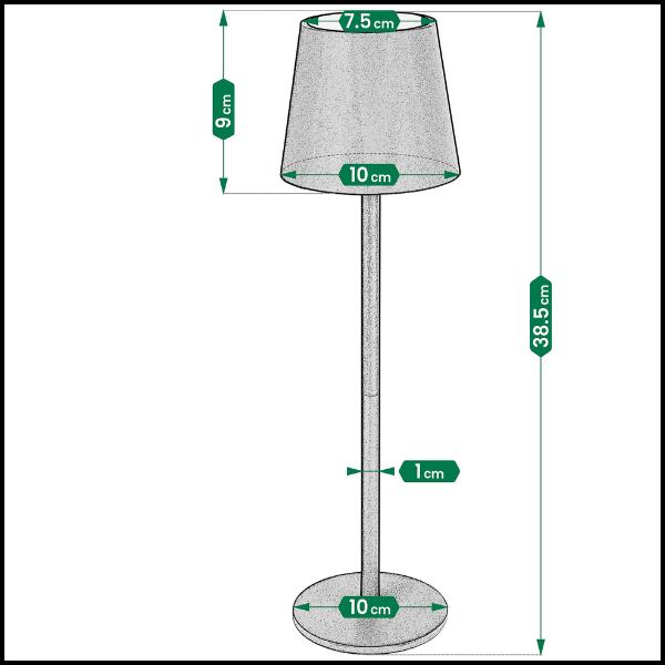 Green LED table lamp 38.5CM wireless 3 modes touch night light