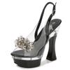 Rhinestone Fishmouth Shoes Nightclub Thick Heel High Heels 14CM Car Model Sandals Female Catwalk Steel Tube Women's Sandals