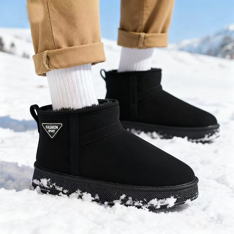 

Women s Thick Bottom Snow Boots Autumn Winter Fur Leather Integrated Warmth Fleece Lined Cotton Shoes Work 45 чорний