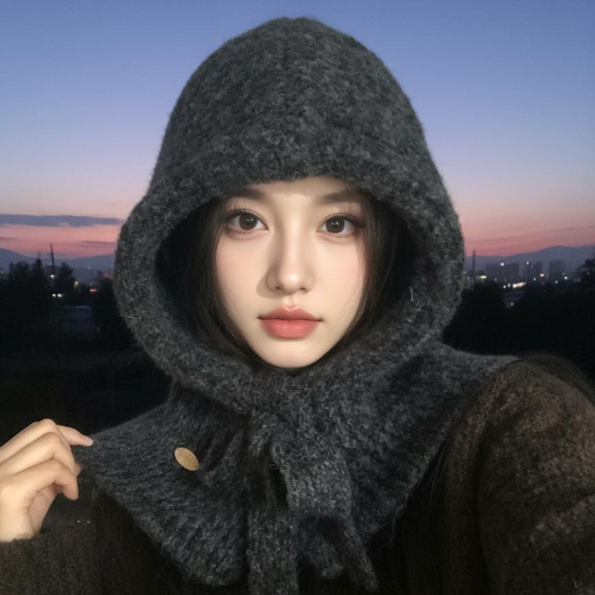 Winter Thickened Warm Ear Protection Big Head Circumference Knitted Wool Hat Women