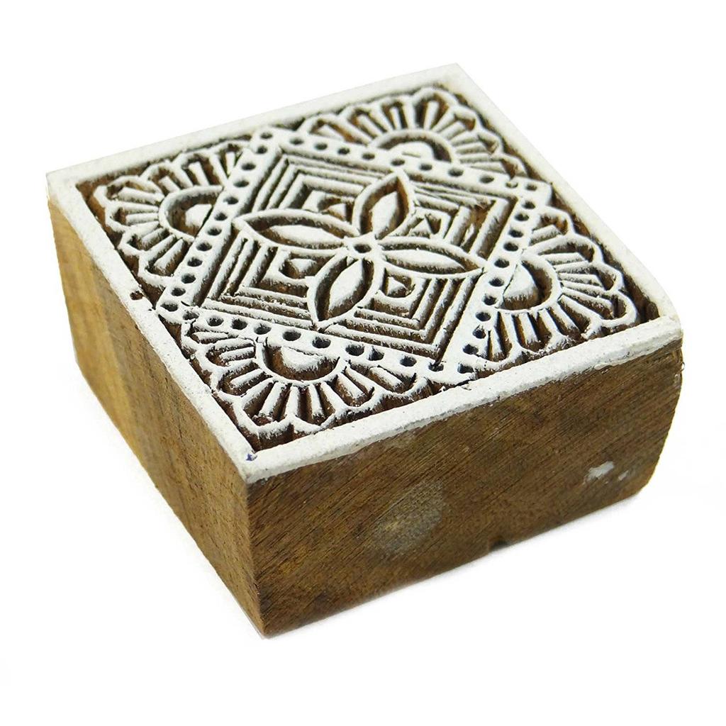 Wood Block Art Stamps Wood Printing Block Floral Design Stamp Indian Border