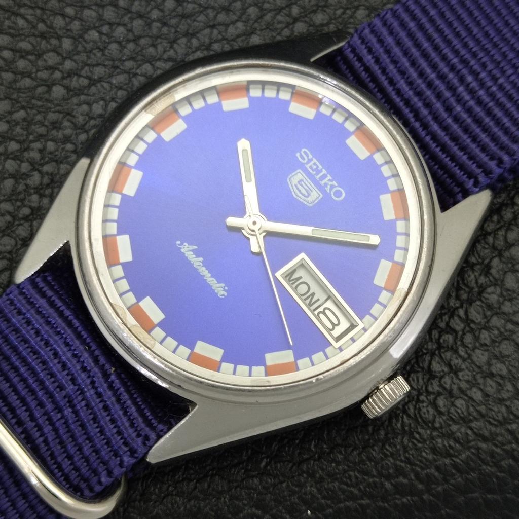 AUTOMATIC VINTAGE SEIKO 5 JAPAN 6309A MENS BLUE COLOR DIAL WATCH A701316-5 R206a-a701316