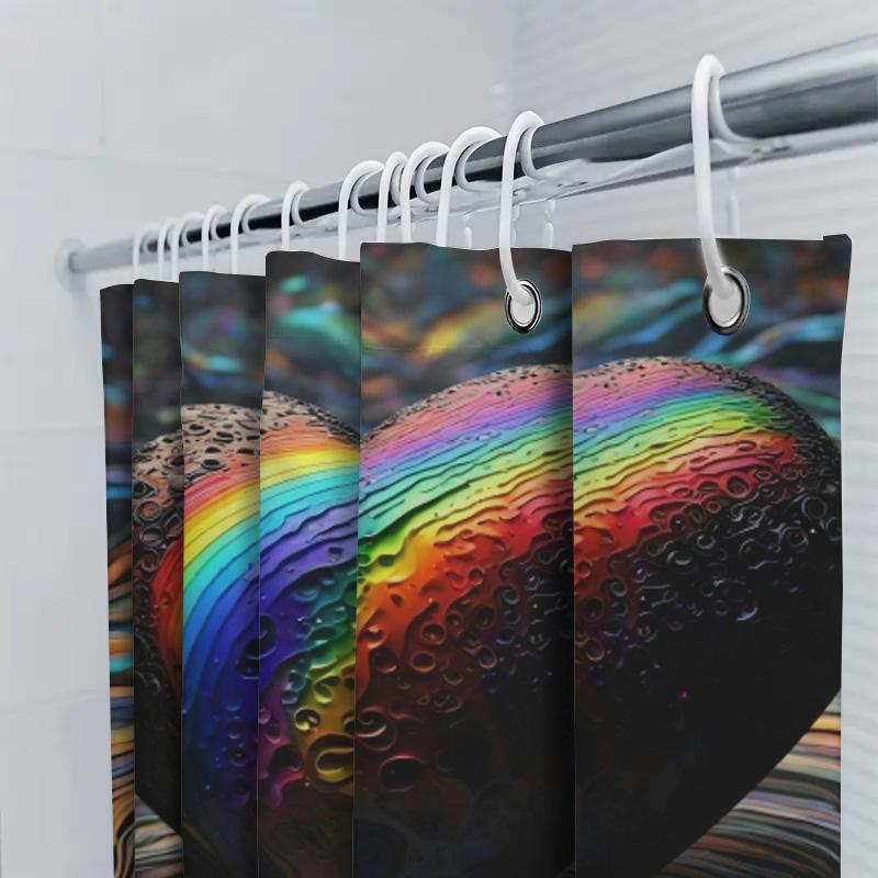 Rainbow Heart Abstract Art Shower Curtain For Bathroom Decoration