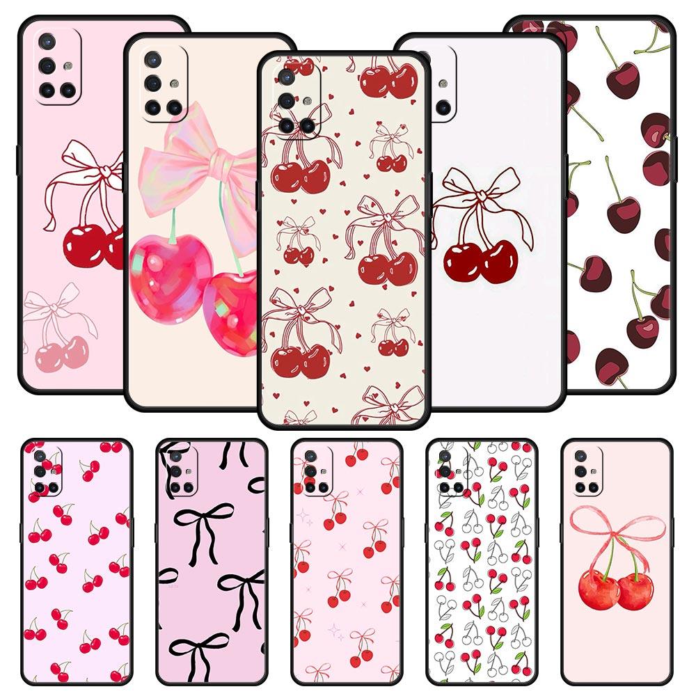 Phone Case For OnePlus 12 11 10 9 Pro 9T 12R 10R 9R 9RT 10T 8T 8 7 6T 7T Nord 2T CE 2 5G N200 N10 N100 Cover Cute Cherry Bow