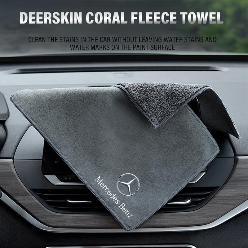 WAM3   Car Wash Microfiber Towel For Mercedes Benz AMG W205 W203 Auto Logo Cleaning Drying Rag Cloth GLC GLA W210 W211 W220 Accessories