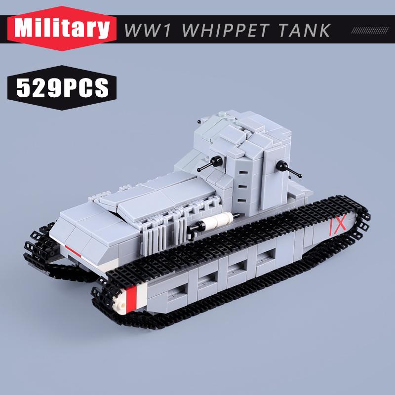 WW1 Military Series Tank Krupp Artillery Building Blocks Soldier Figures Accessories Howitzer Italian British Warrior Bricks Toy