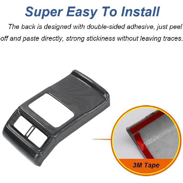 for CRV 2017-2022 Rear Air Condition Vent Outlet Cover Trim Sticker, Carbon Fiber Grain Style Interior Decorative Panel Frame Accessories for Honda