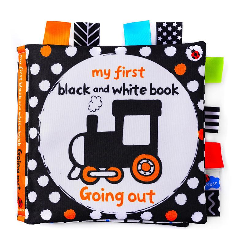

Lakarose Baby Black And White Label Cloth Book For Newborn Infant Early Education Visual Stimulation Tear-resistant Biteable Sound Paper Book Going out