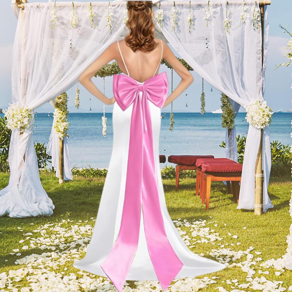 Satin Große Schleife Abnehmbar Elegant mit Brosche für Outfit-Accessoires Braut Festlich