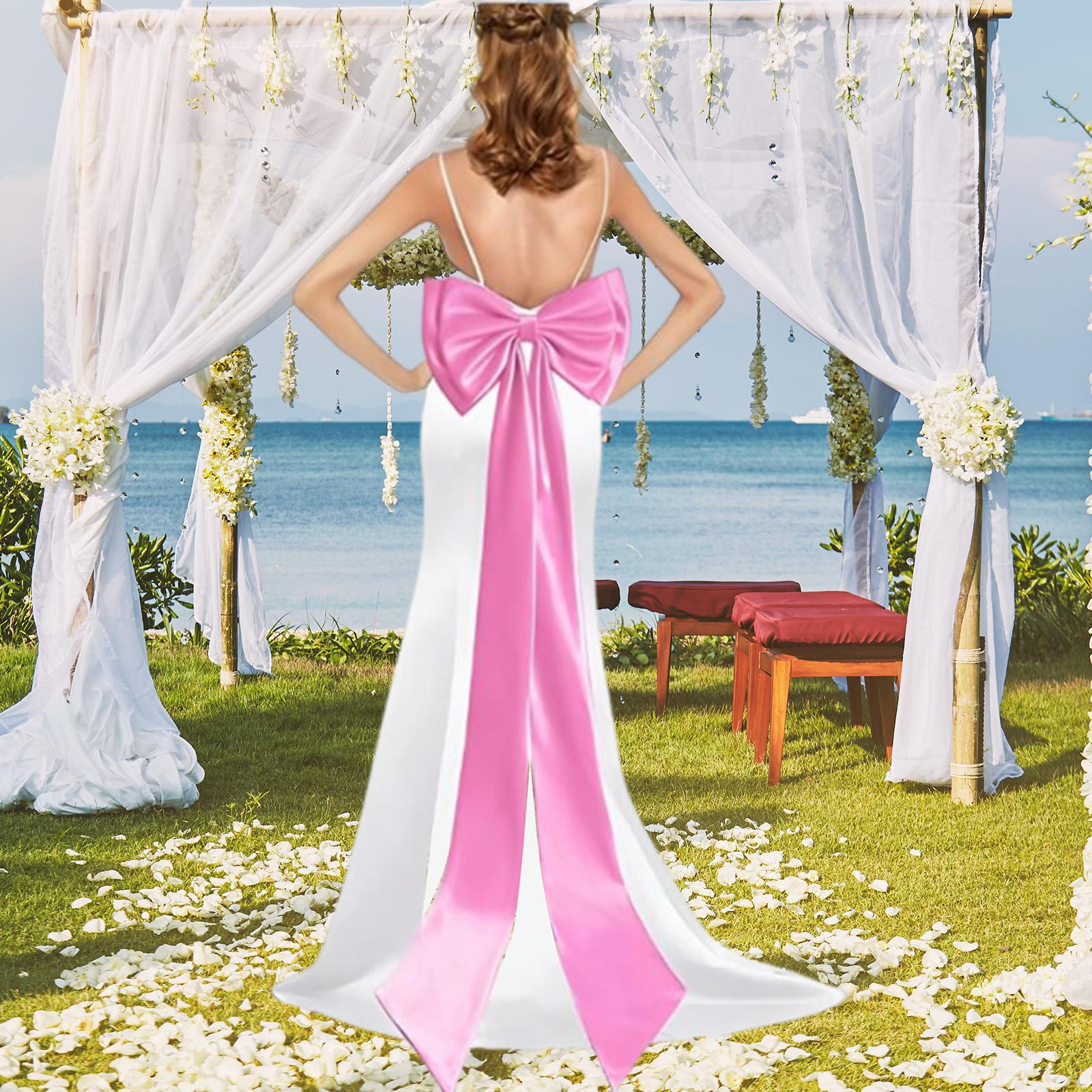 

Атласный большой бант съемный элегантный с брошью для аксессуаров к наряду невеста формальный Light Pink