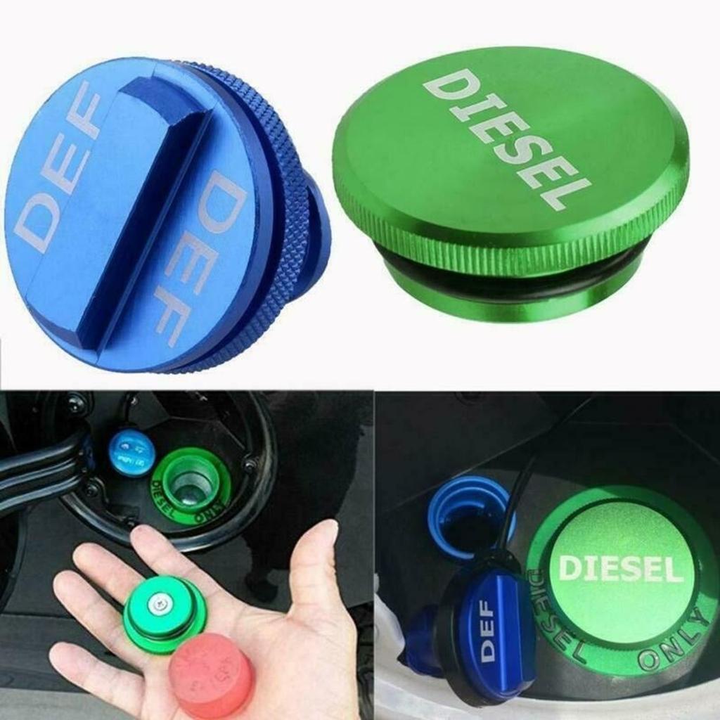 2Pack Aluminum Magnetic Diesel Fuel Cap And DEF Cap Combo Pack Compatible with Dodge Ram - Fuel Lid Replacement for Vehicle Effi