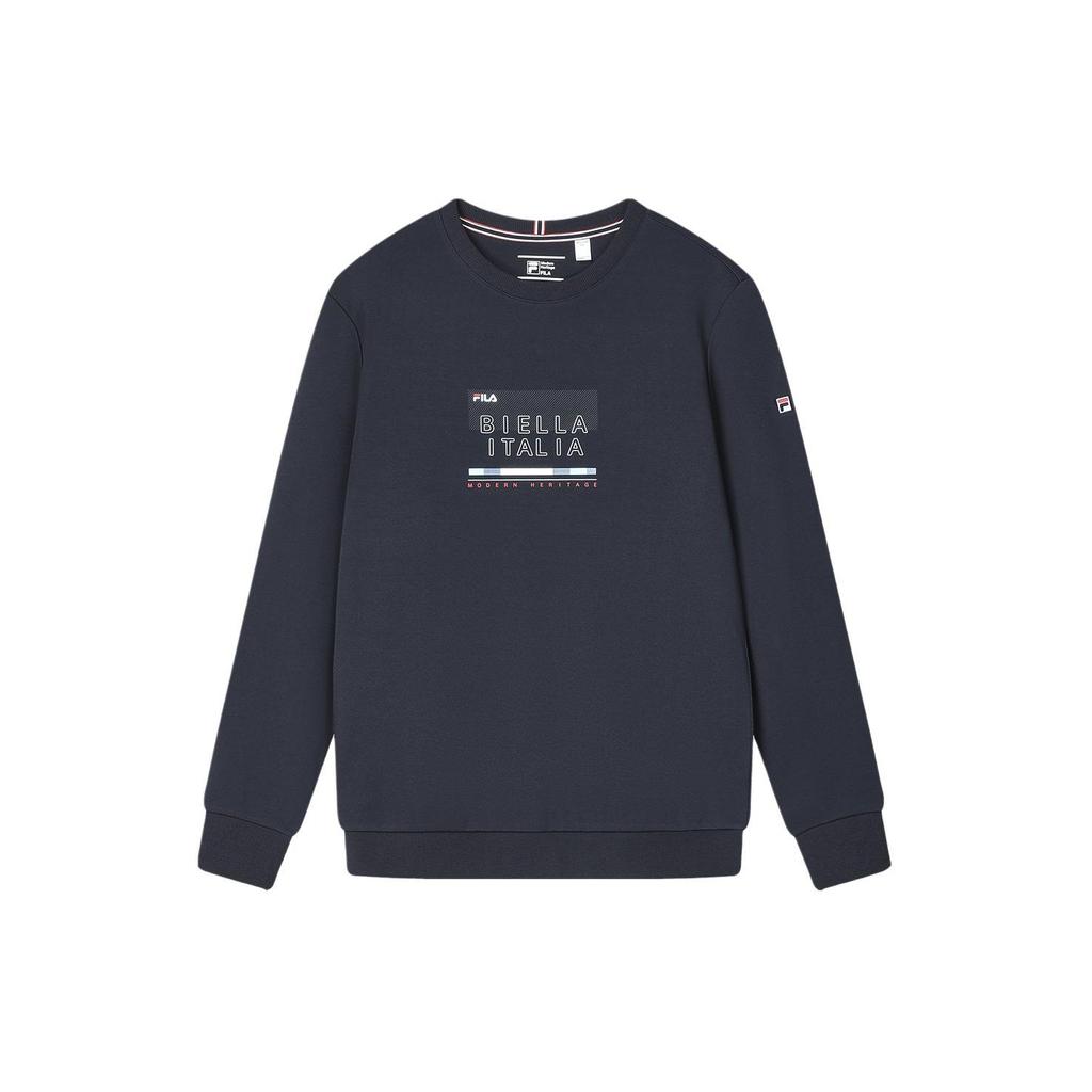 Fila Letter Print Casual Crew Neck Knit Pullover Sweatshirt Men Sweatshirt Legendary-Blue F11M411211F-NV