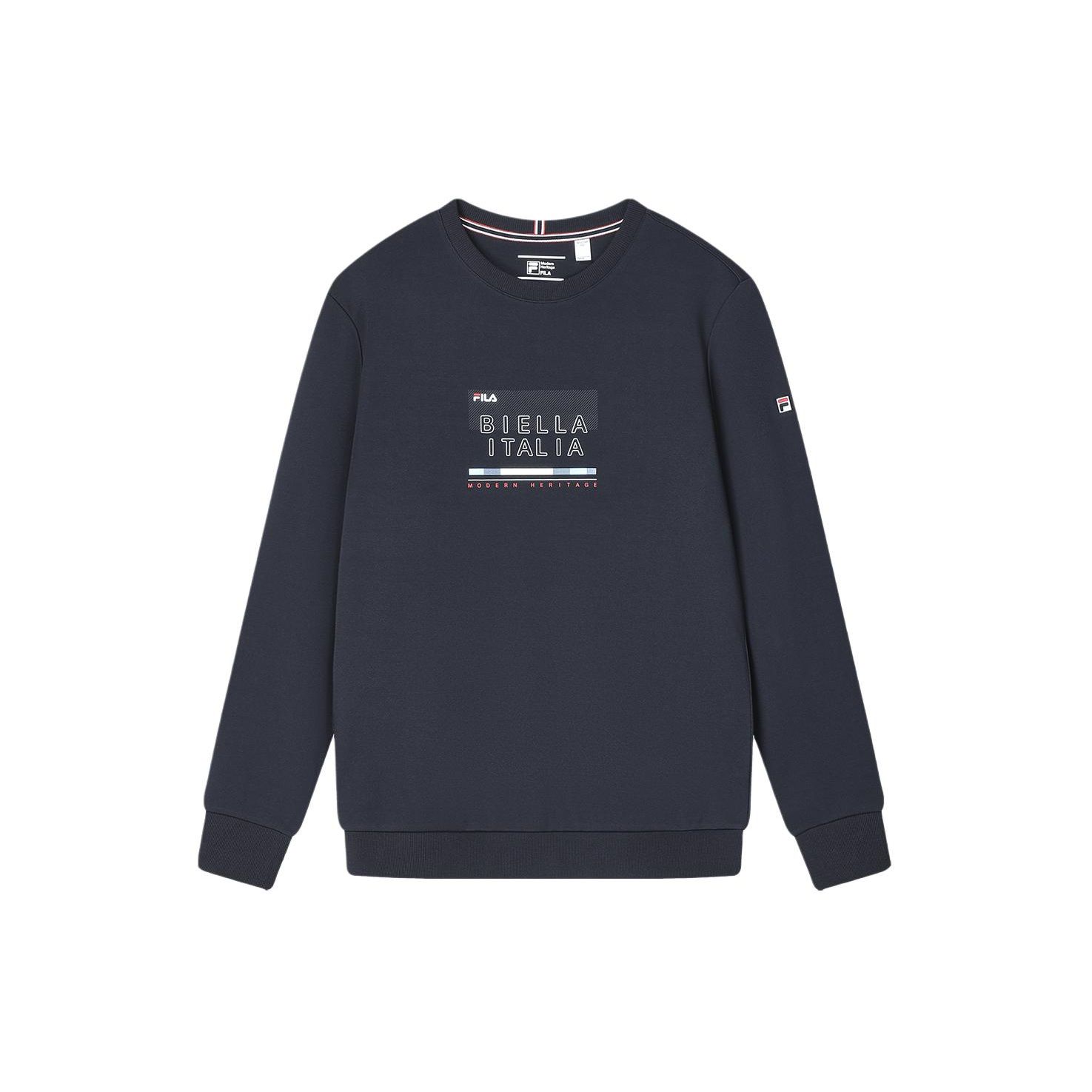 

FILA Letter Print Casual с круглым вырезом трикотажный пуловер мужской свитшот Legendary-Blue F11M411211F-NV M