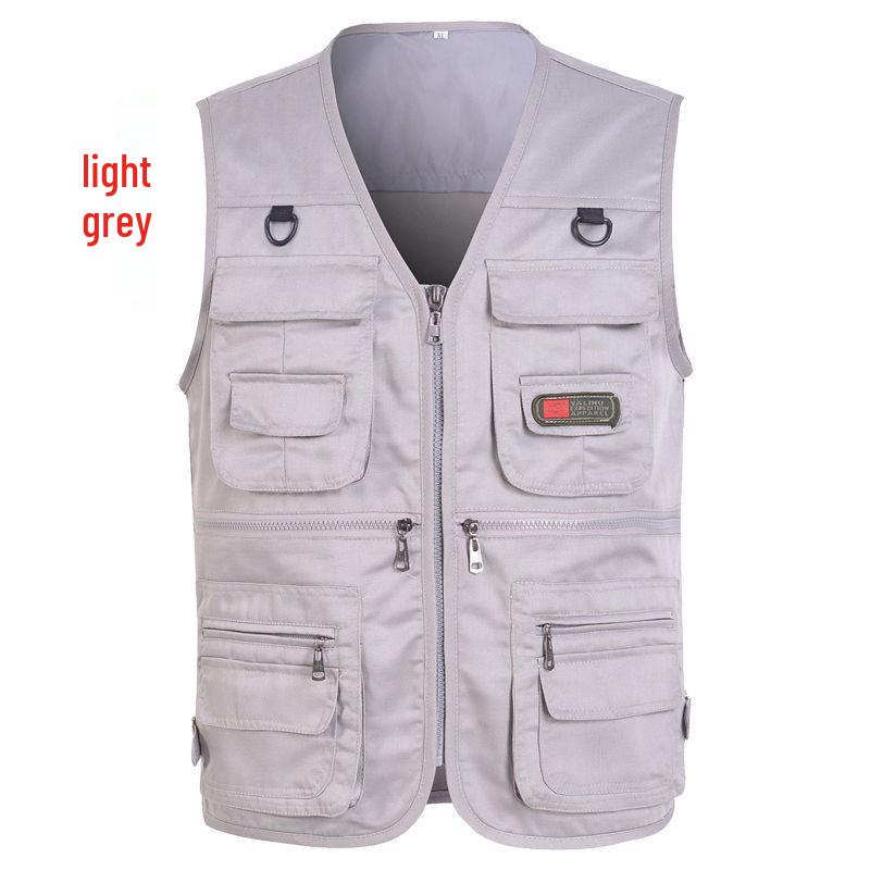 Men’s Multi-Pocket Mesh Vest for Middle-Aged Fishing and Outdoor Activities - Ideal for Spring, Summer, and Autumn