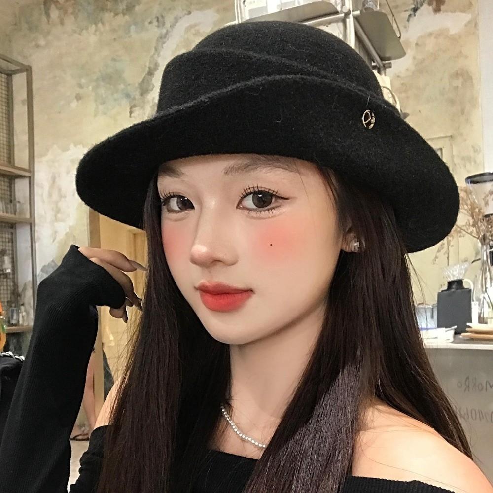 Solid Color Top Hats Curled Fisherman Hat Retro French Beret