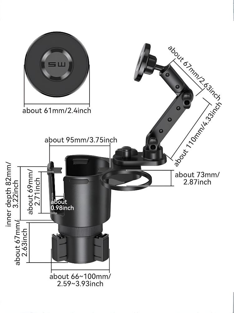 360 Graden Rotatie Magnetische Mobiele Telefoonhouder Auto Bekerhouder Expander met Telefoonhouder Drinkbekerhouder Adapter Telefoonhouder Gereedschap