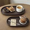 Walnut Wood Grain Oval Tray Smooth Surface Tea Trays Vintage Fruit Platter Afternoon Tea Coffee Dessert Plate Table Deocr Tools