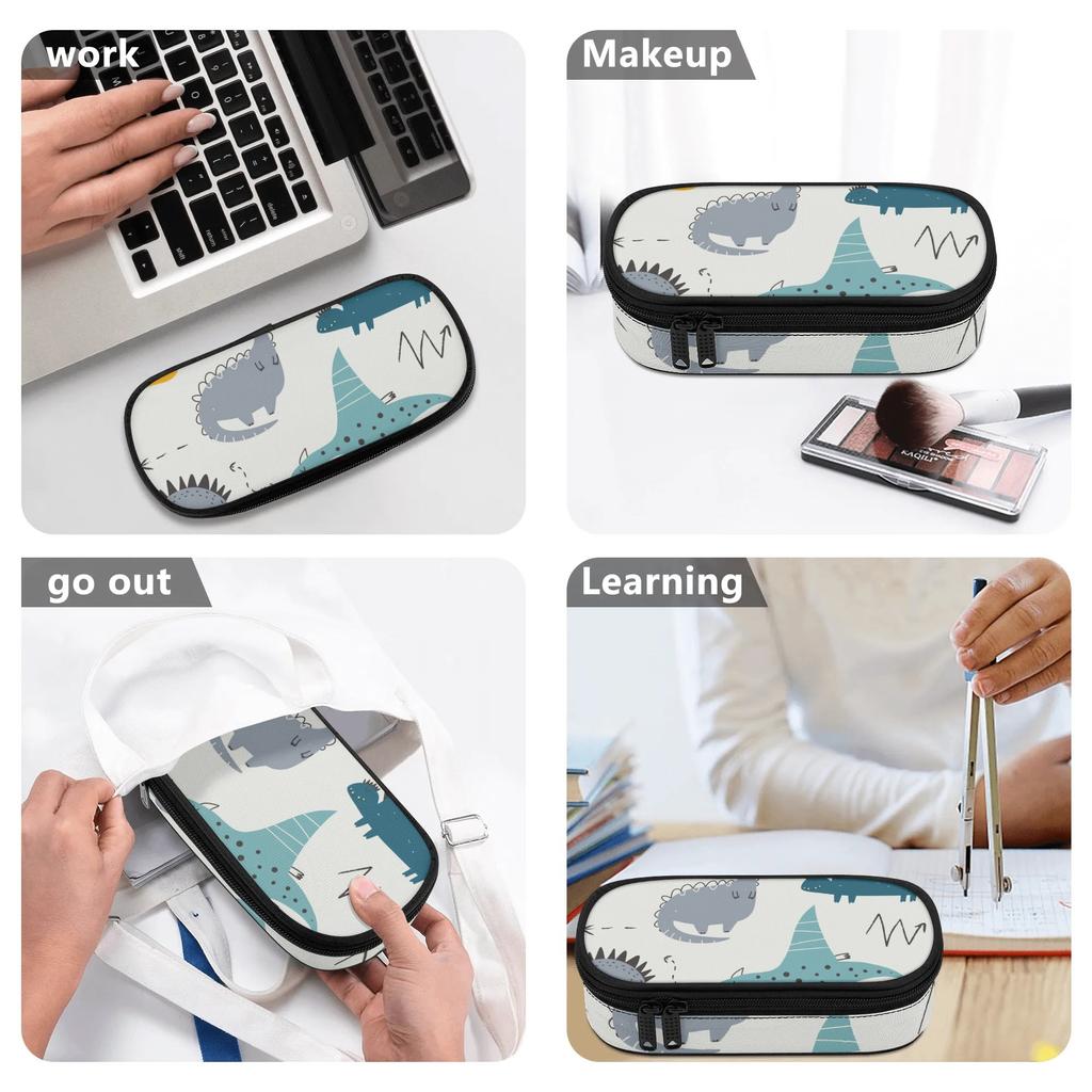 Pencil Pouch Simple Design Durable 300D Polyester Easy Open Zipper with Mesh Pocket Removable Divider and Pen Slots for Boys Girls
