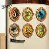 Reusable Magnetic Decals 1/6Pcs Halloween Retro Frame Refrigerator Magnet, Wood Carved Fridge Decor Cabinet Whiteboard Magnet for Home Office Kitchen
