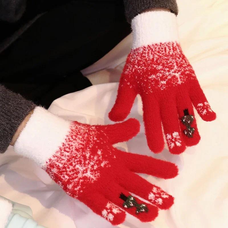 Weihnachtsbaum Schneeflocke Handschuhe Handy Touchscreen Strickhandschuhe Winter Dicke Warme Handschuhe Elche Weihnachten Fäustlinge Vollfingerhandschuhe