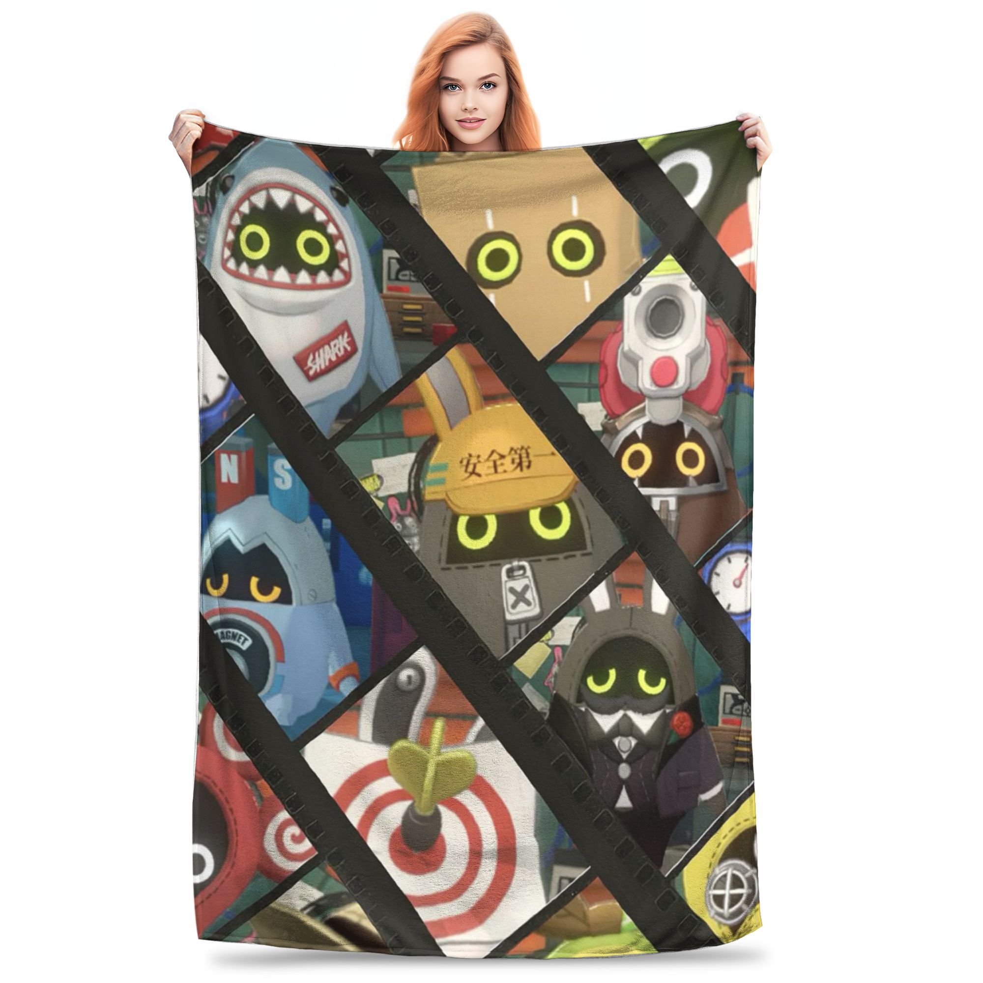 

Flannel Throw Blanket Zenless Zone Zero Bangboo Orange Warm Plush Blankets Soft Bedspread for Bed Living room Home Travel Couch 80x120cm