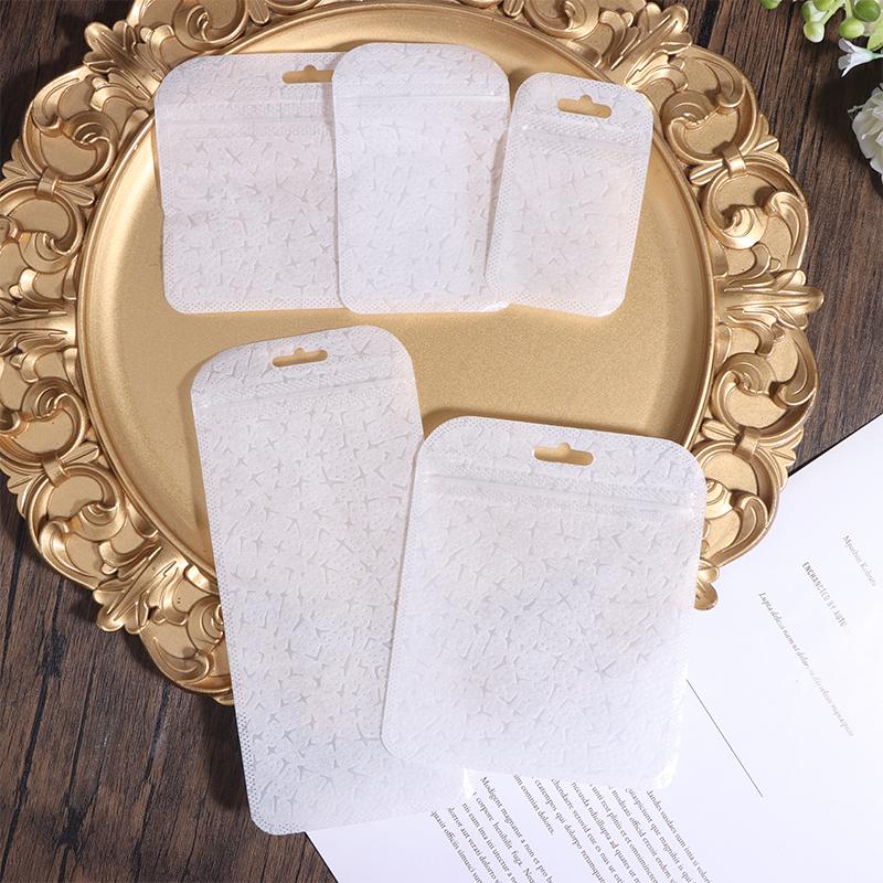50 Pezzi Sacchetti Traslucidi Bianchi con Fantasia in Tessuto Sacchetti Ziplock Sacchetti Sigillati Sacchetti per Imballaggio Sacchetti Richiudibili per Orecchini Collane Gioielli Regali Sacchetti per Conservazione