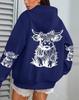 Damen, Kuh Cartoon Tier, Bedruckter Damen Hoodie Herbst Locker Lässig Tasche Fleece Pullover