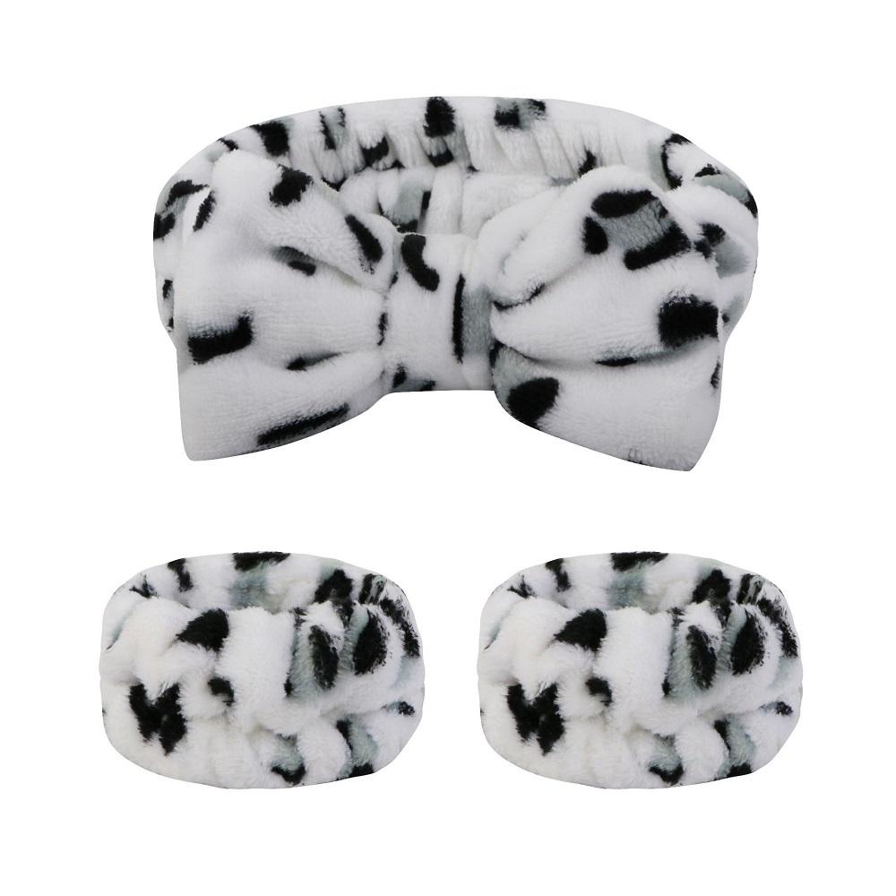 Flannel Front Bow Elastic Headband Face Wash and Makeup Headband Waterproof Wrist Cover Hair Tie Headband