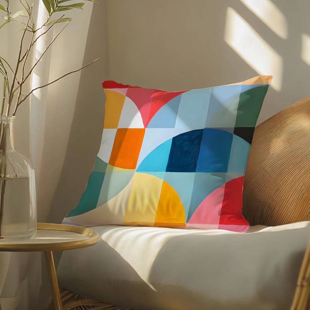 

Abstract Geometric Pattern Pillow Case Silky elegant Comfort Sofa Bed Invisible zipper Beach pillowcase 12x12Inch