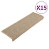 VidaXL Tapis d'escalier 15 pièces 65 x 21 x 4 cm Beige foncé Bord rectangulaire 326908