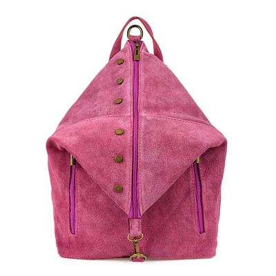 Italian Stylish Women's Leather Suede Backpack A4 Purple W14