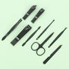 9-Piece Dark Green Manicure Set with Zipper Bag and 6 Black Nail Clippers
