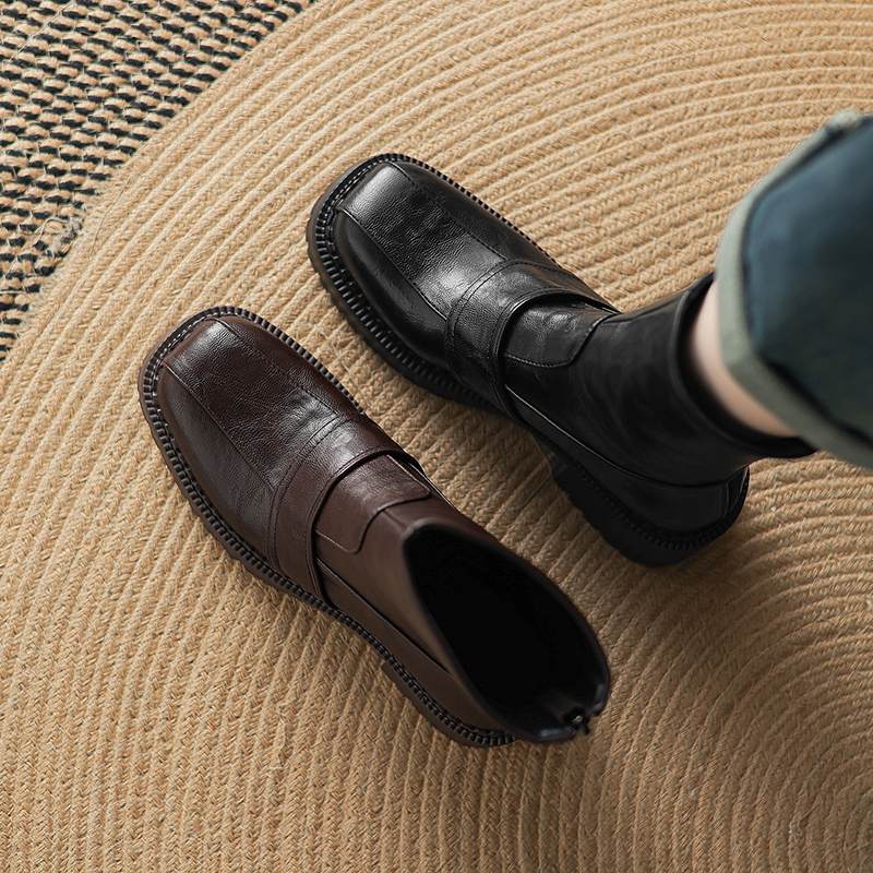 Krazing Pot Microfiber Winter Round Toe Modern Platform Size 33 Boots Size 43 Thick Bottom Zipper Women Ankle Boots