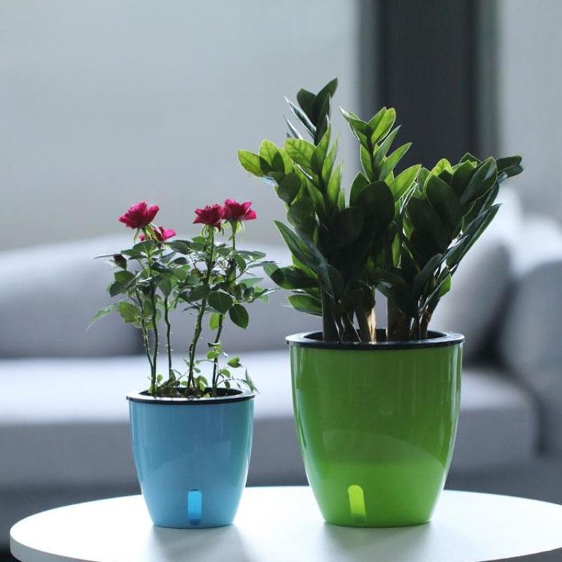 Lazy Flower Pot Water Plant Flower Pot/Self-watering Flower Pot with Visible Water Level, Root Care Nursery Flower Pot, Indoor