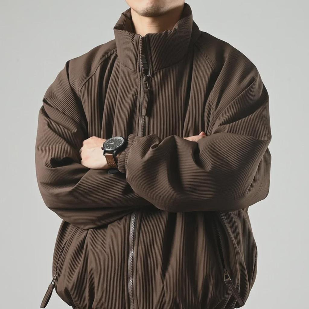 Men's Retro Corduroy Cotton Coat - Japanese Ins Style, Thick, Warm, Loose Fit, Solid Color, Stand Collar, Winter All-Match.