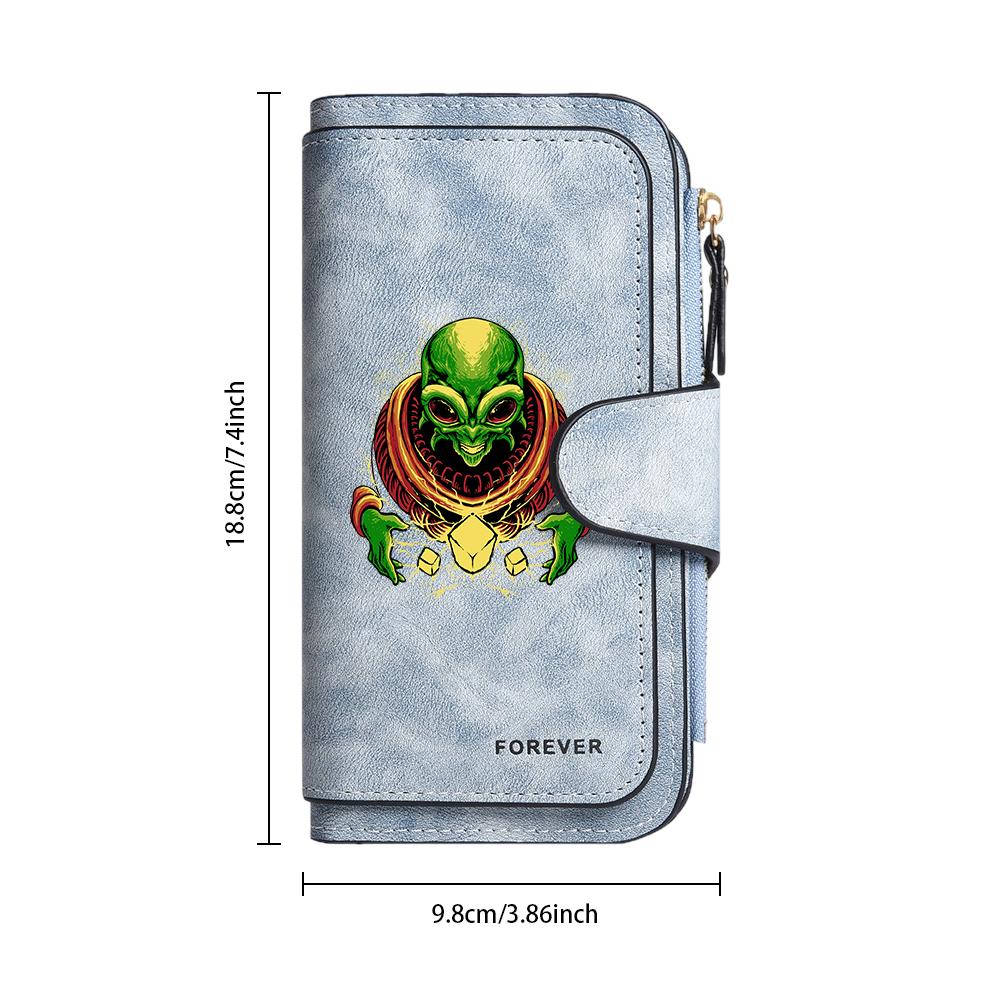 Alien Pattern Long Wallet Fashion Multi Card Holder Portable Purse