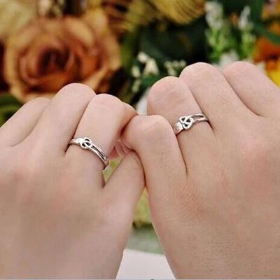 1 Pair New Romantic Couple Wedding Ring Heart Zircon Adjustable Rings For Men Women Endless Love Jewelry Engagement Party Gift