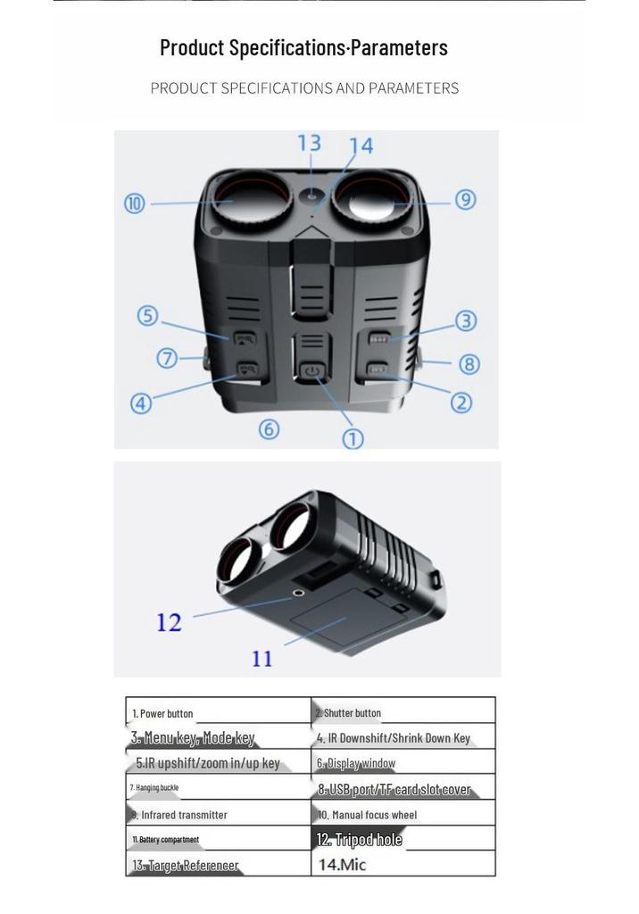 HD Infrared Night Vision Binoculars with Large Screen - Capture Photos & Videos, Handheld Outdoor Use, All Black