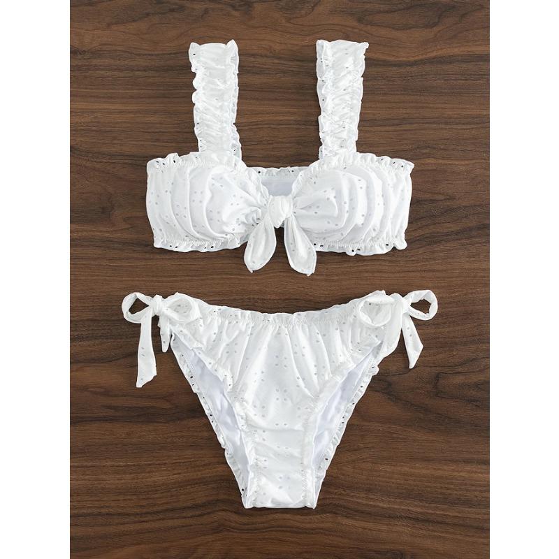 Schiffy Knot Front Tie Side Bikinis 2025 White Swimsuit Women Swimwear Female Sexy Bathers Bathing Swimming Swim Suit Beachwear