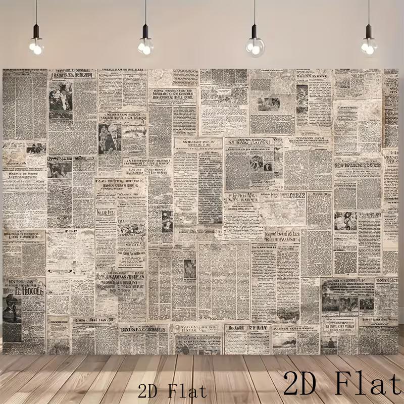 2D Flat Retro Newspaper Backdrop for Studio Photoshoot & Video Call