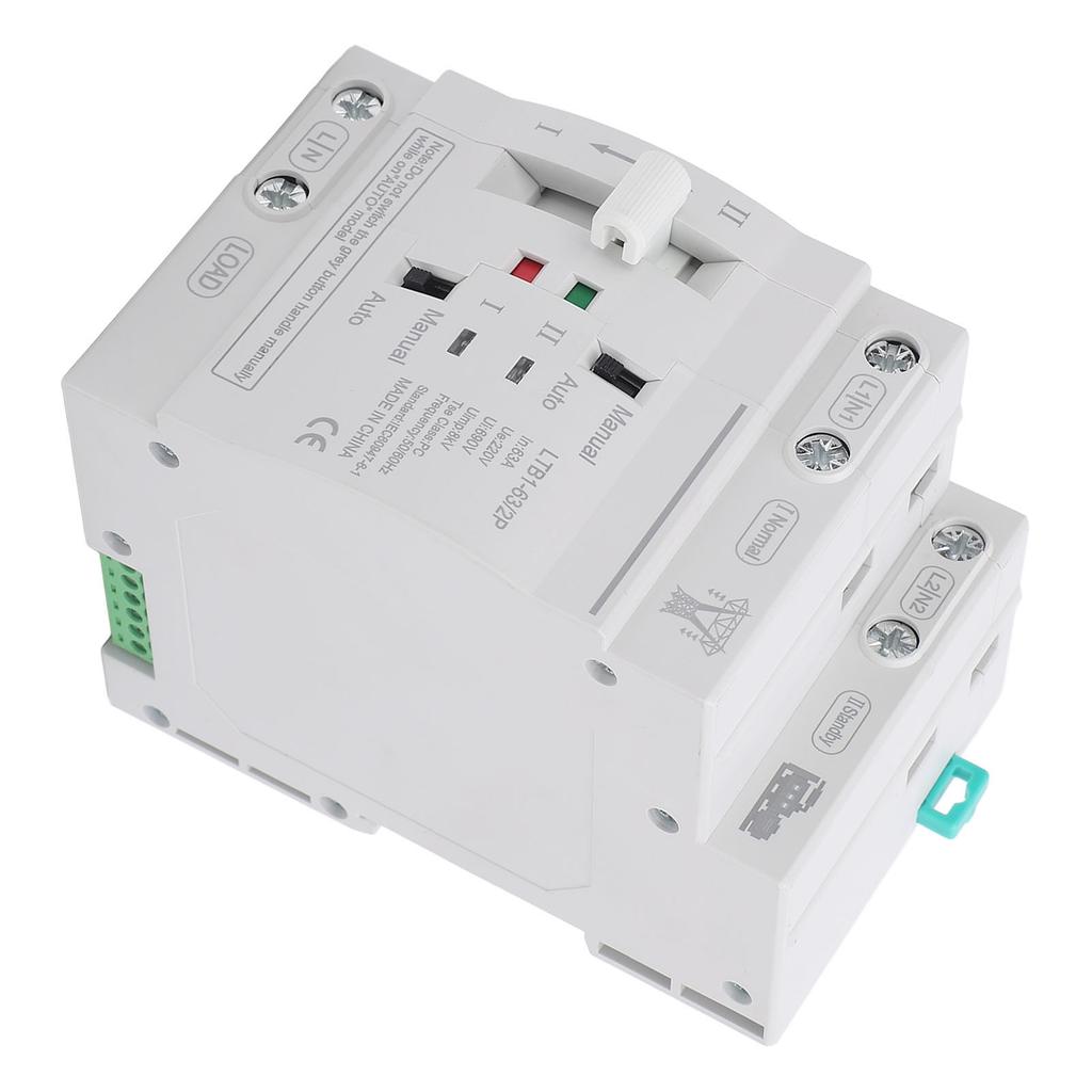 DIN Rail ATS Power Transfer   63A 2P Dual Power Automatic Transfer   Generator Commutator 50HZCelsius60HZ for Power Boxes
