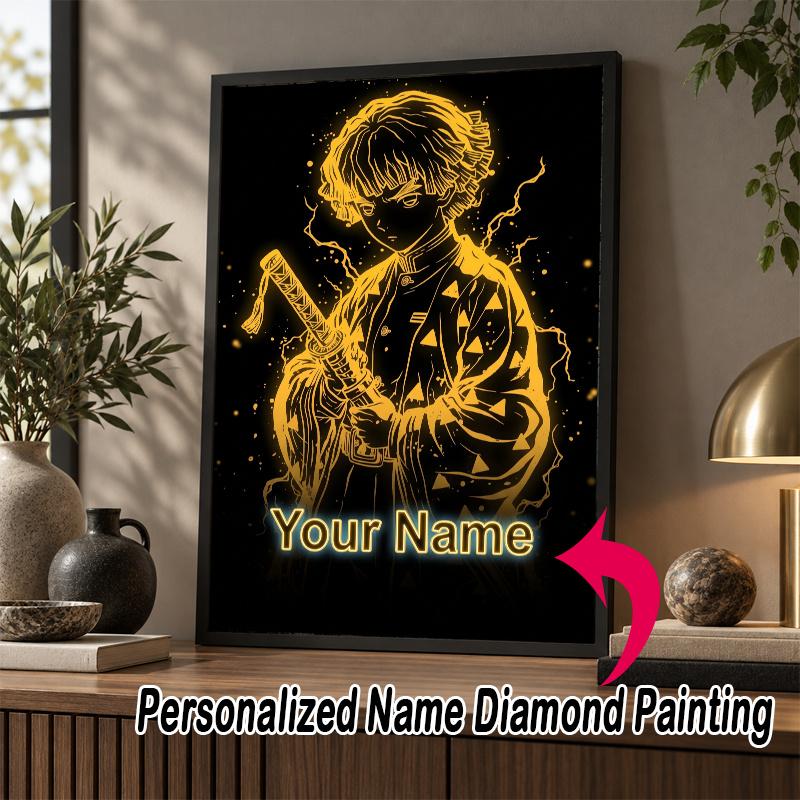 Custom Name Zenitsu Agatsuma 5D Diamond Painting Personalized Full Drill Diamond Art Kit Gift