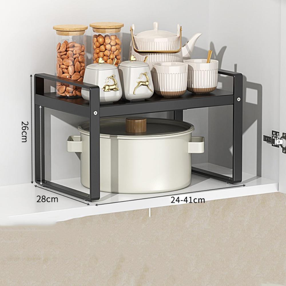 Expandable Adjustable Kitchen Organizer Space Saving Retractable Cabinet Shelf  Cabinet Internal