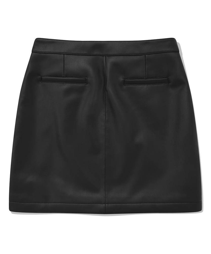 COVERNAT WOMAN Synthetic Leather Wrap Skirt Black