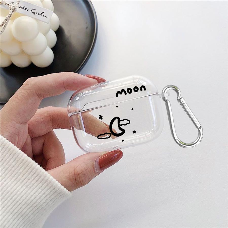 Clear Earphone Cases Cover Case For Airpods 2 4 Pro3 Pro 3 Pro2 1 Cartoon Moon Sun